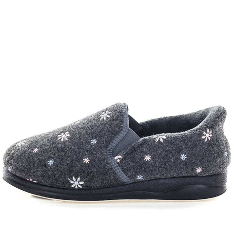 Panda Eleanor STEPPINS Slippers - Grey Flower in Grey Flower