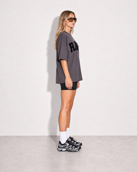 RAEF The Label Ella Boyfriend Tee - Smoke in WASHED BLACK