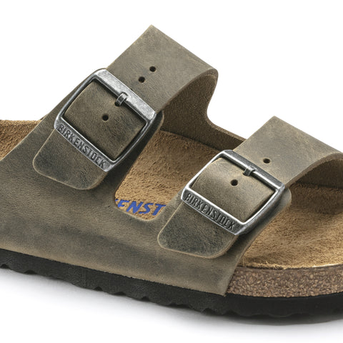 Birkenstock Arizona SFB Faded Khaki Oiled Leather Regular in Faded Khaki