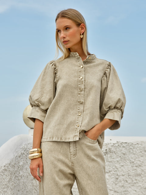 Sass Clothing SASKIA BALLOON SHIRT in PARCHMENT