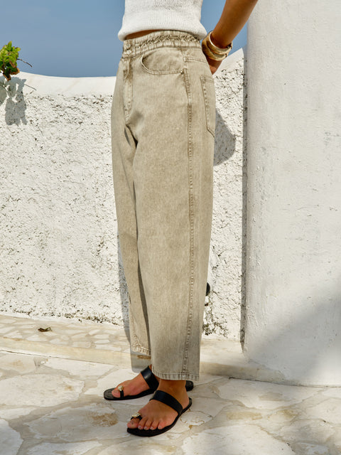 Sass Clothing FIORA BARREL LEG JEAN in PARCHMENT