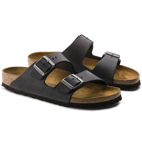 Birkenstock Arizona Black Oiled Leather Regular in Black