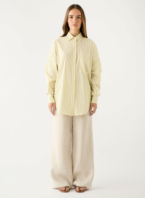 Esmaee Bayview Stripe Shirt - Lemon Stripe in Lemon Stripe