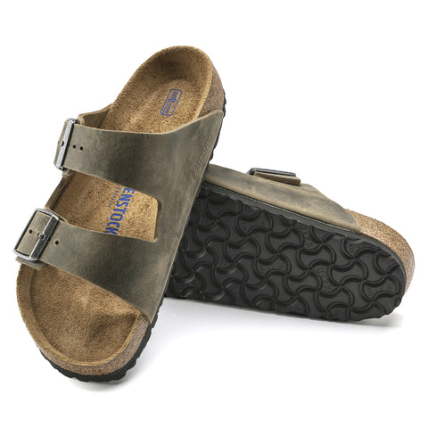 Birkenstock Arizona SFB Faded Khaki Oiled Leather Regular in Faded Khaki
