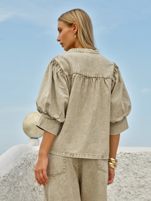 Sass Clothing SASKIA BALLOON SHIRT in PARCHMENT