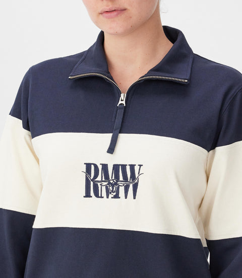 R.M.Williams Trickett Panel Sweatshirt in Navy ivory
