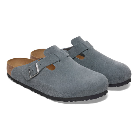 Birkenstock Boston SFB Basalt Grey Suede Leather Regular in Basalt Grey