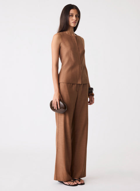 Esmaee Paragon Zip Top - Dune Brown in Dune Brown