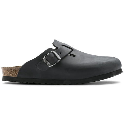 Birkenstock Boston Black Oiled Leather Regular in Black