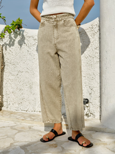 Sass Clothing FIORA BARREL LEG JEAN in PARCHMENT
