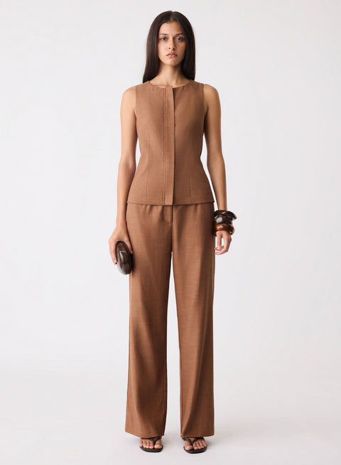 Esmaee Paragon Zip Top - Dune Brown in Dune Brown