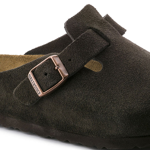 Birkenstock Boston SFB Mocca Suede Leather Regular in Mocca