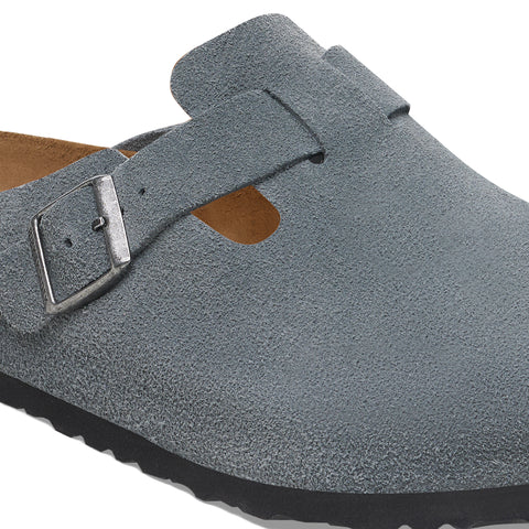 Birkenstock Boston SFB Basalt Grey Suede Leather Regular in Basalt Grey