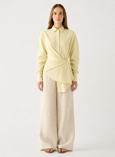 Esmaee Bayview Stripe Shirt - Lemon Stripe in Lemon Stripe