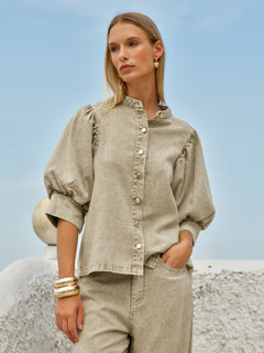 Sass Clothing SASKIA BALLOON SHIRT in PARCHMENT