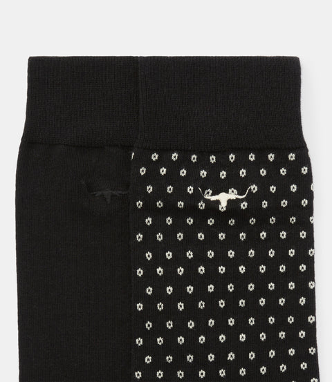 R.M.Williams Nelson polka-dot sock 2-pack in Black/cream