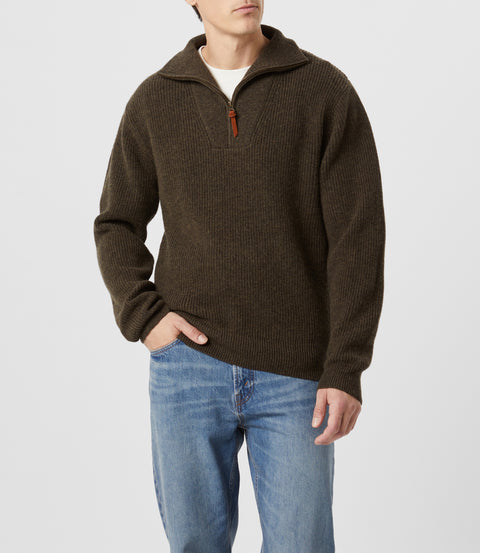 R.M.Williams Linton lambswool  1/4 zip knit in Forest green