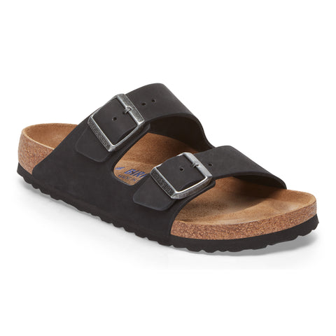 Birkenstock Arizona SFB Black Nubuck Leather Regular in Black