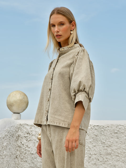 Sass Clothing SASKIA BALLOON SHIRT in PARCHMENT