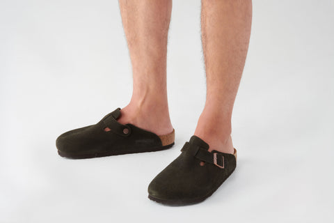 Birkenstock Boston SFB Mocca Suede Leather Regular in Mocca