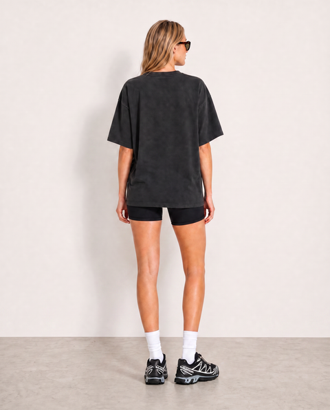 RAEF The Label Ella Boyfriend Tee - Smoke in WASHED BLACK