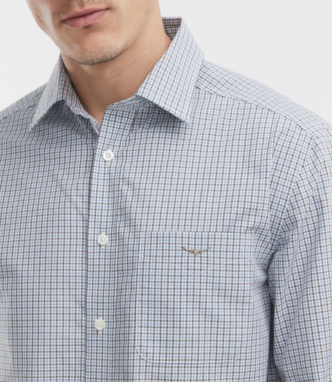 R.M.Williams Quinn poplin check shirt in Brown
