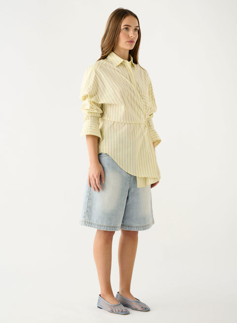 Esmaee Bayview Stripe Shirt - Lemon Stripe in Lemon Stripe