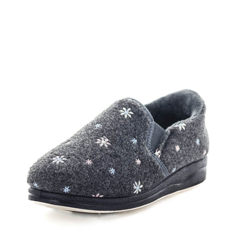 Panda Eleanor STEPPINS Slippers - Grey Flower in Grey Flower