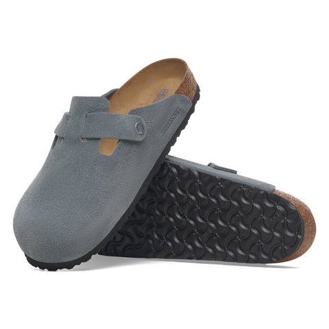 Birkenstock Boston SFB Basalt Grey Suede Leather Regular in Basalt Grey