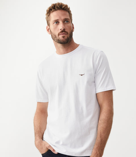 R.M.Williams Parson t-shirt in White/chestnut