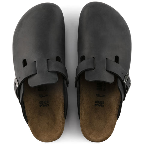 Birkenstock Boston Black Oiled Leather Regular in Black