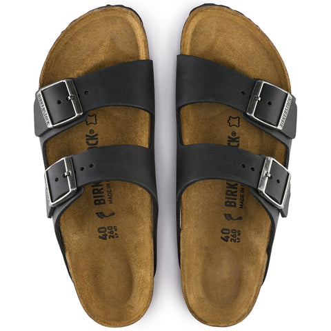 Birkenstock Arizona Black Oiled Leather Regular in Black
