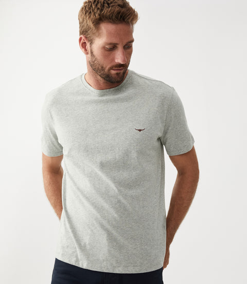 R.M.Williams Parson t-shirt in Grey marle/chestnut