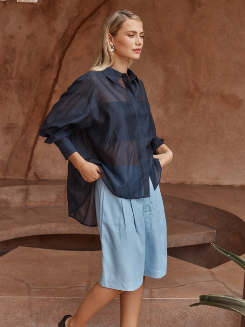 Sass Clothing VAL OVERSIZED SHIRT in NAVY