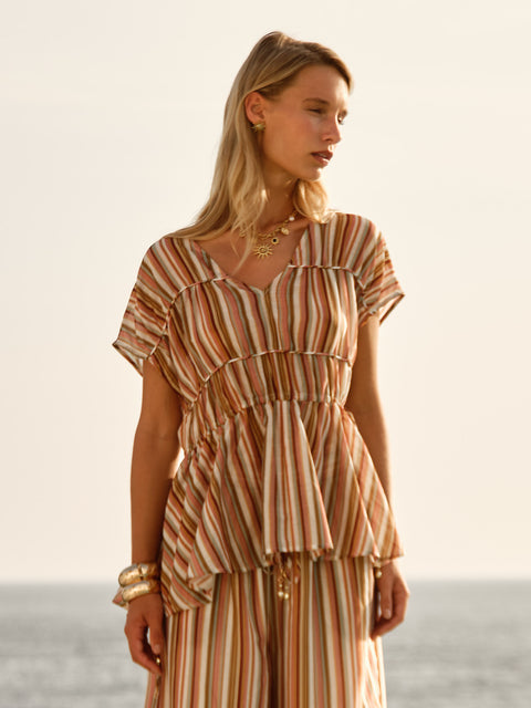 Sass Clothing OPHELIA TOP in SANDBAR STRIPE