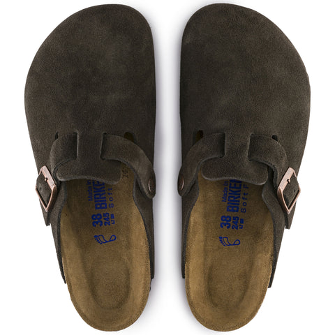 Birkenstock Boston SFB Mocca Suede Leather Regular in Mocca