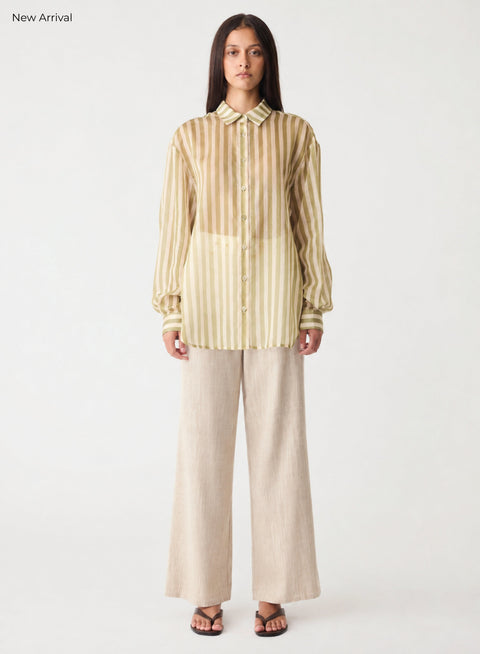 Esmaee Sahara Shirt - Sage Stripe in Sage Stripe