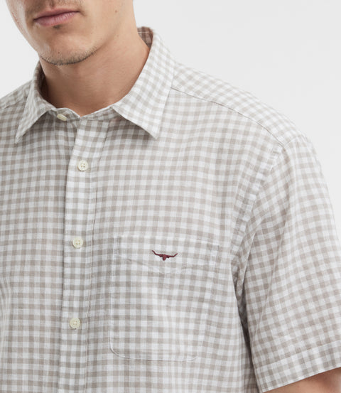 R.M.Williams Johnson check short sleeve shirt in Tan