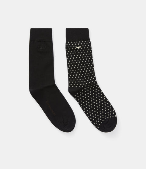 R.M.Williams Nelson polka-dot sock 2-pack in Black/cream