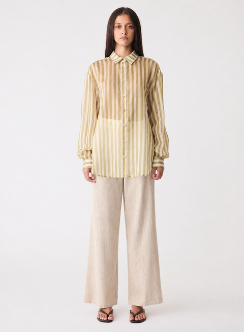 Esmaee Sahara Shirt - Sage Stripe in Sage Stripe