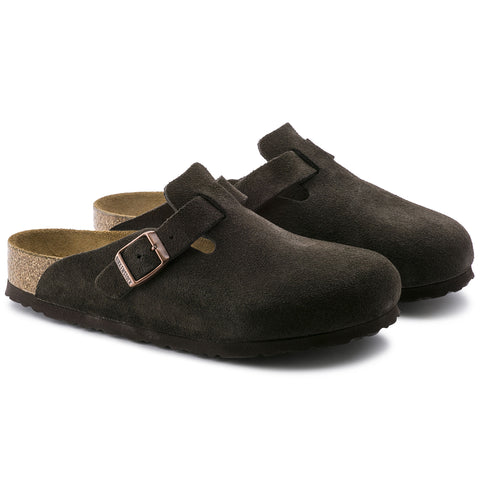 Birkenstock Boston SFB Mocca Suede Leather Regular in Mocca
