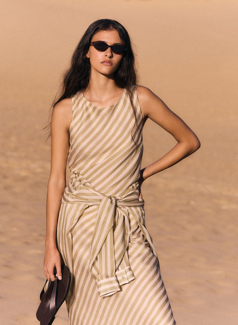 Esmaee Sahara Shirt - Sage Stripe in Sage Stripe