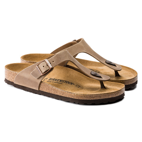 Birkenstock Gizeh Tabacco Brown Oiled Leather Regular in Tabacco Brown