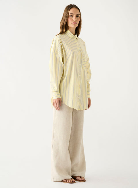 Esmaee Bayview Stripe Shirt - Lemon Stripe in Lemon Stripe