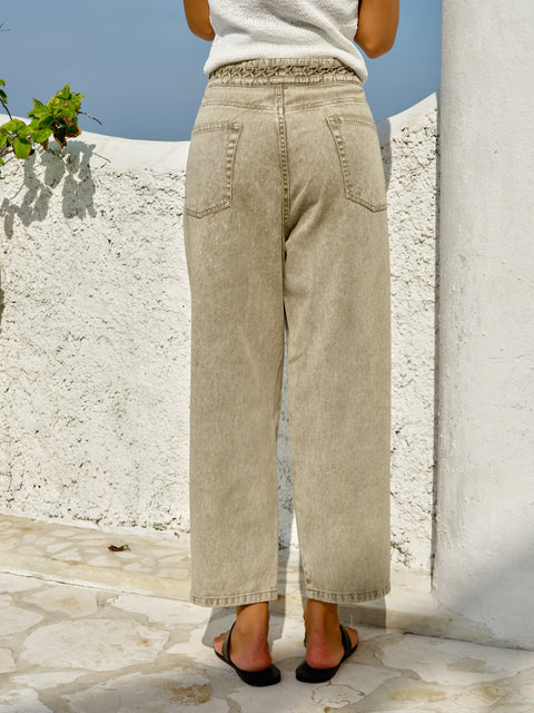 Sass Clothing FIORA BARREL LEG JEAN in PARCHMENT