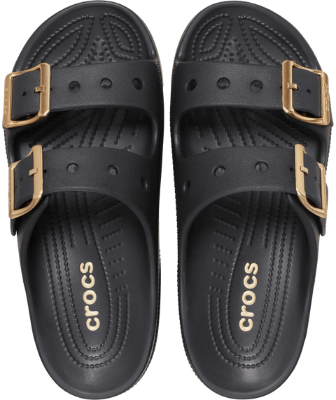 Crocs Saturday Metallic Buckle Sandal Womens - Black in Black