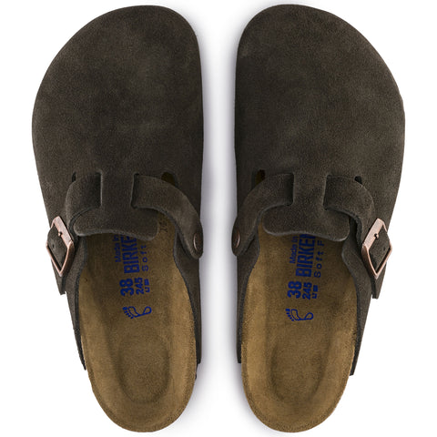 Birkenstock Boston SFB Mocca Suede Leather Regular in Mocca