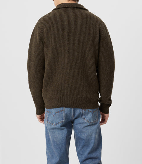 R.M.Williams Linton lambswool  1/4 zip knit in Forest green