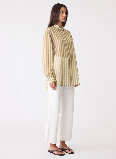 Esmaee Sahara Shirt - Sage Stripe in Sage Stripe