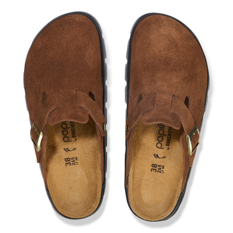 Birkenstock Boston Chunky Dark Tea Leather Narrow in Dark Tea